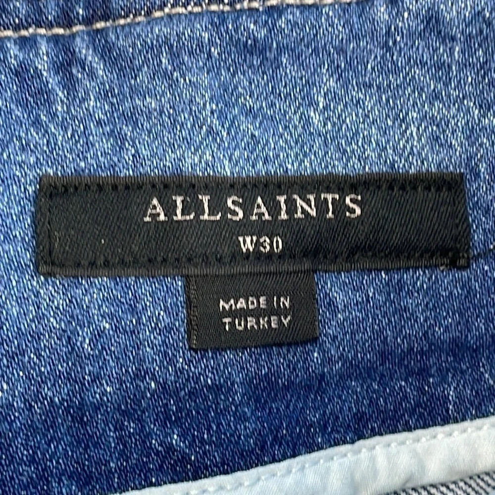 New All Saints Frankie Shorts High Rise Daisy Duke Cheeky Blue Denim Sz 30